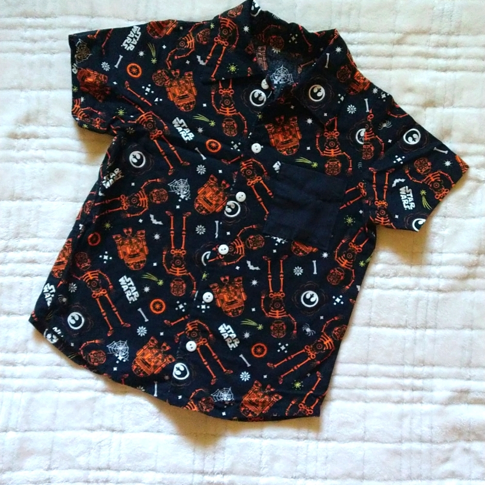 3T: STARWARS glow-in-the-dark HALLOWEEN BUTTON UP